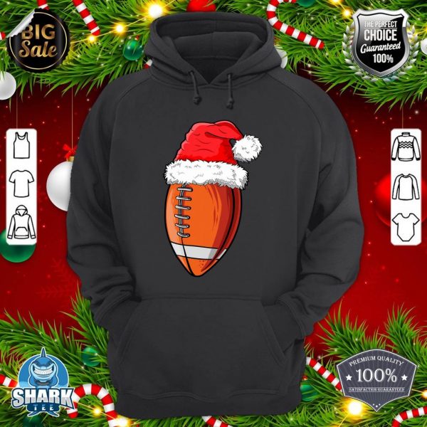 Christmas Football Ball Santa Hat Funny Sports Xmas Boys Men hoodie