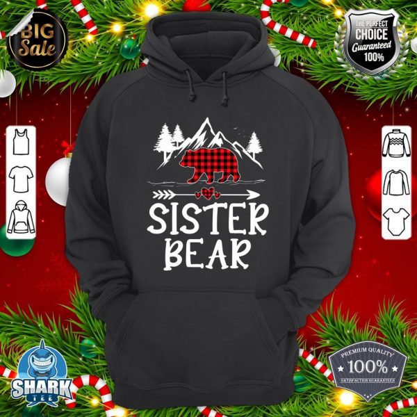 Sister Bear Christmas Pajama Red Plaid Buffalo Matching hoodie