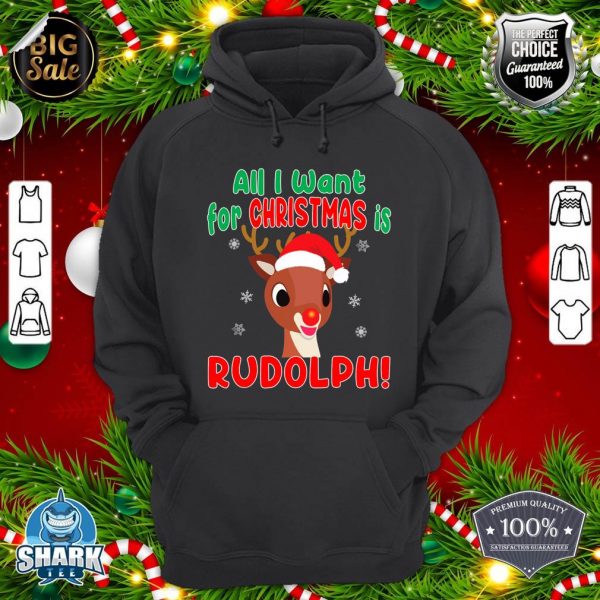 All I Want for Christmas Rudolph Red Nose Reindeer Kids Gift hoodie