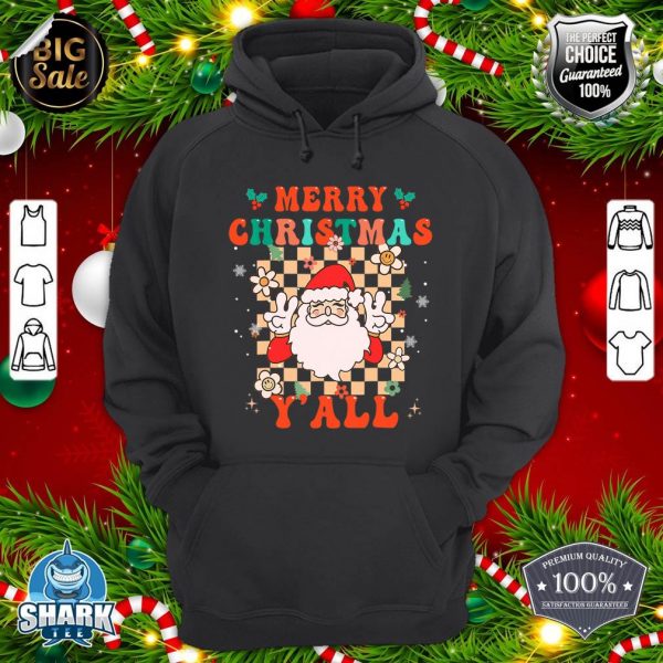 Merry Christmas Y'all Family Matching Santa Hat Retro Groovy hoodie