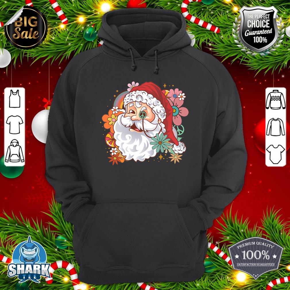 Retro Groovy Peace Love Christmas Hippie Santa Xmas Holiday hoodie