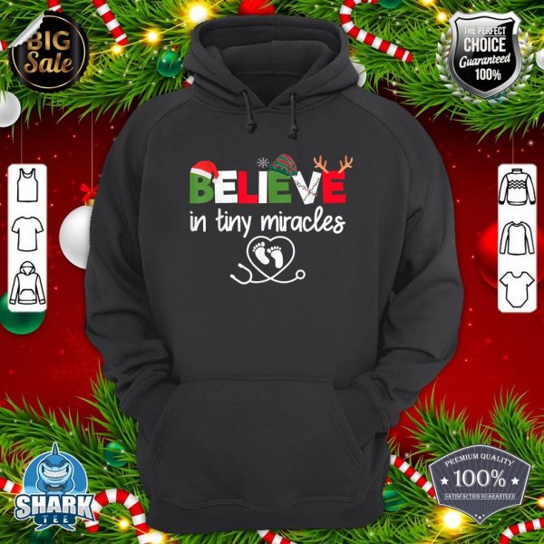Believe In Tiny Miracles Christmas Pregnancy Xmas New Baby hoodie