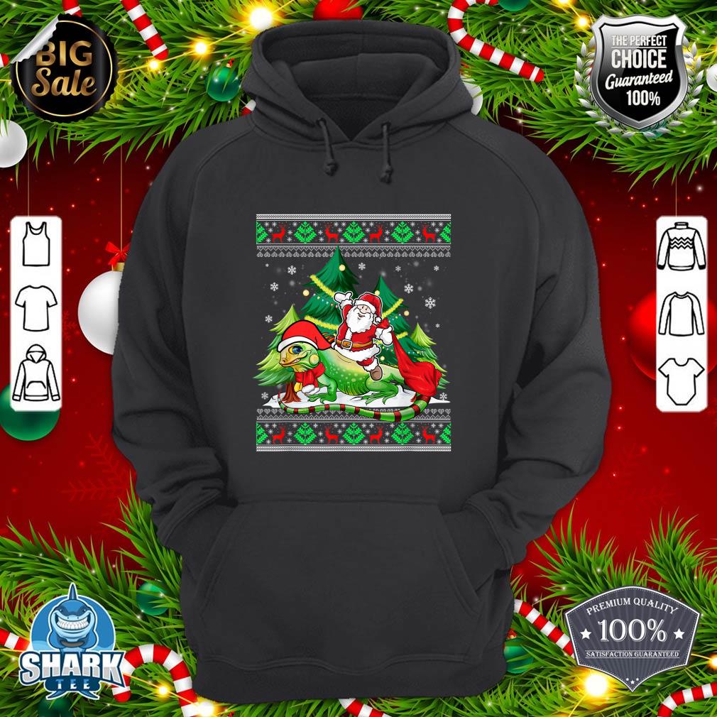 Nice Ugly Iguana Xmas Santa Riding Iguana Christmas hoodie