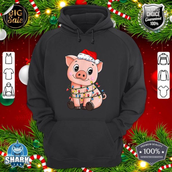 Santa Pig Christmas Lights Pig Lover Christmas hoodie