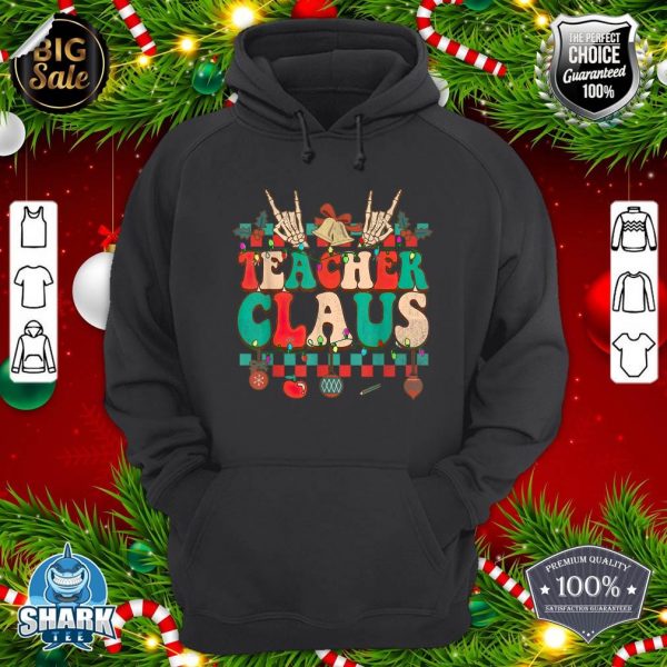 Teacher Claus, Teacher Christmas Santa Holiday Rock Hand hoodie