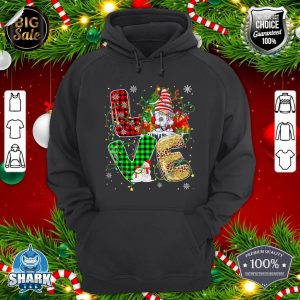 Leopard Buffalo Plaid Love Gnome Christmas Light Family Xmas hoodie
