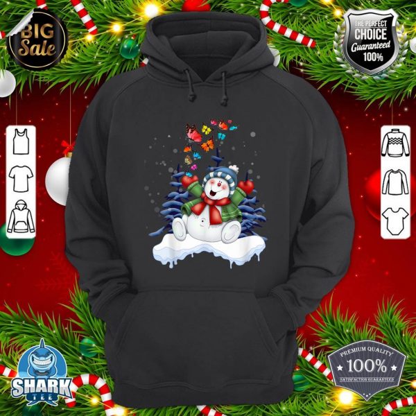 Nice Funny Christmas Snowman With Butterfly Xmas Tree hoodie