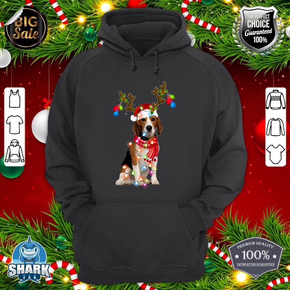 Cute Beagle Christmas Lights Reindeer Pajamas Xmas Holiday hoodie