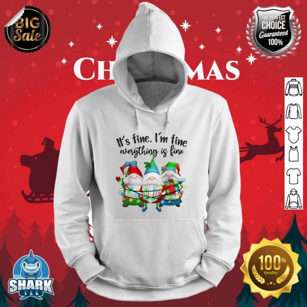 I'm Fine Everything Is Fine Gnome Christmas Lights Funny hoodie