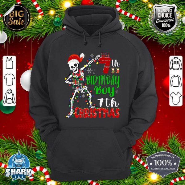 7th Birthday Boy Christmas Dabbing Skeleton Light Boys Men Premium hoodie