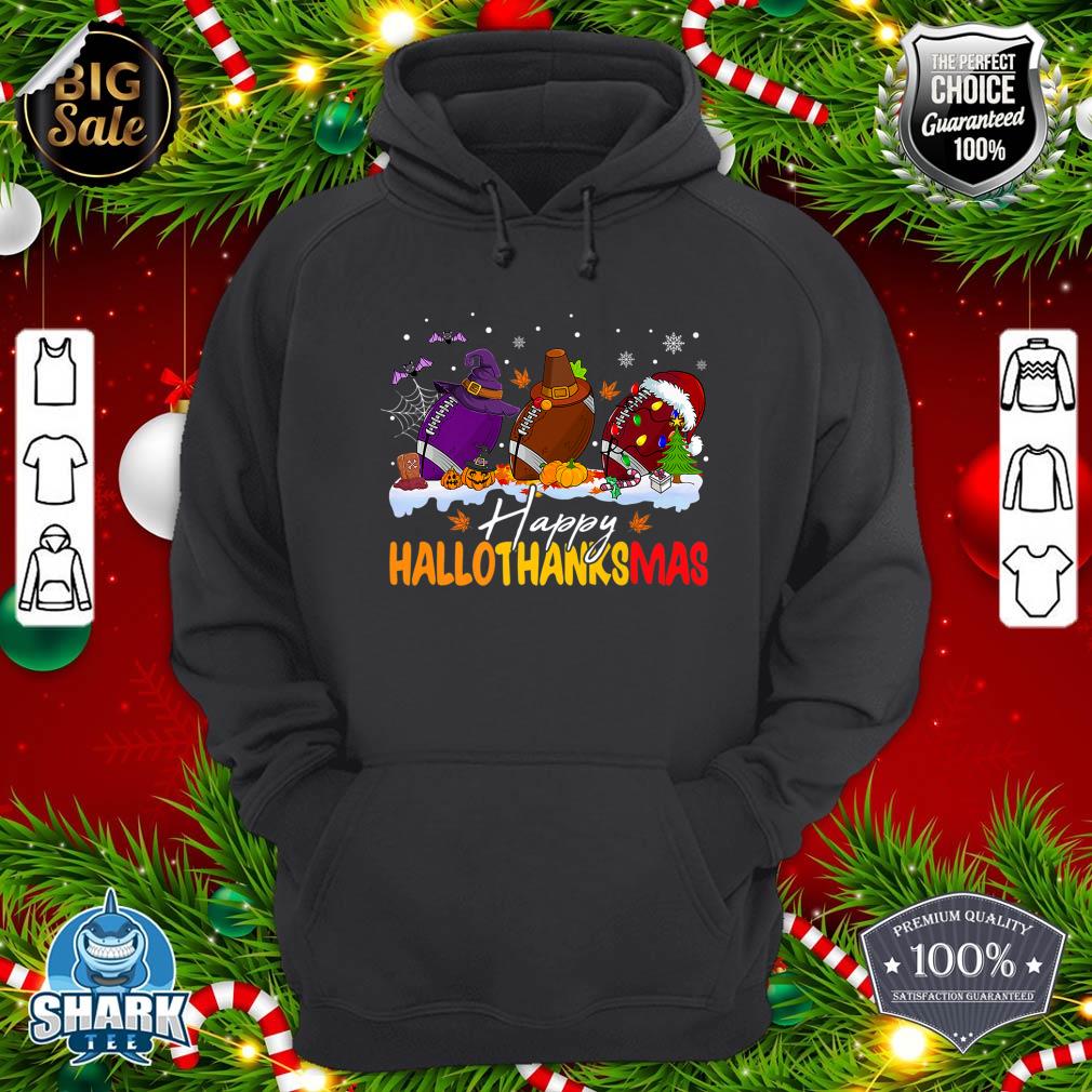 Happy Hallothanksmas Football Lovers Thanksgiving Christmas Premium hoodie