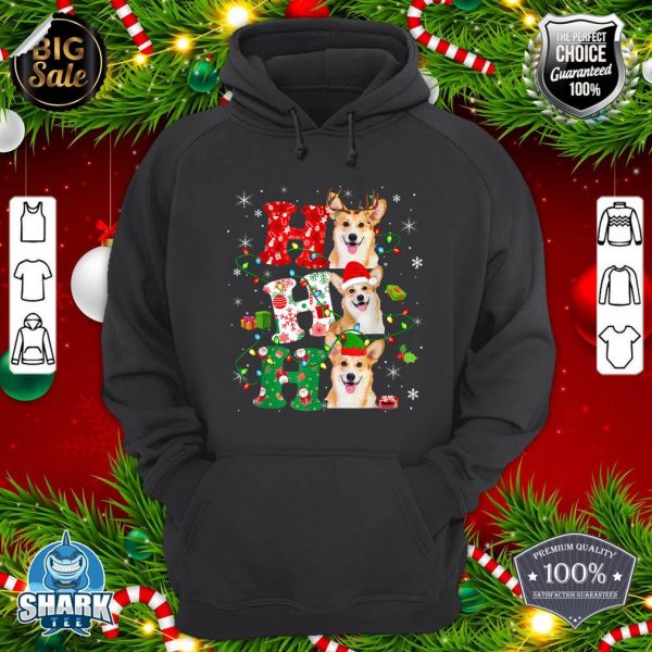 Ho3 Christmas Lights Santa Elf Reindeer Corgi hoodie