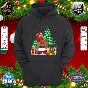Santa Riding Newfoundland Dog Theme Christmas Newfoundland hoodie