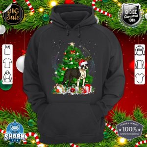 Funny Boston Terrier Christmas Tree Light Pajama Dog Xmas hoodie
