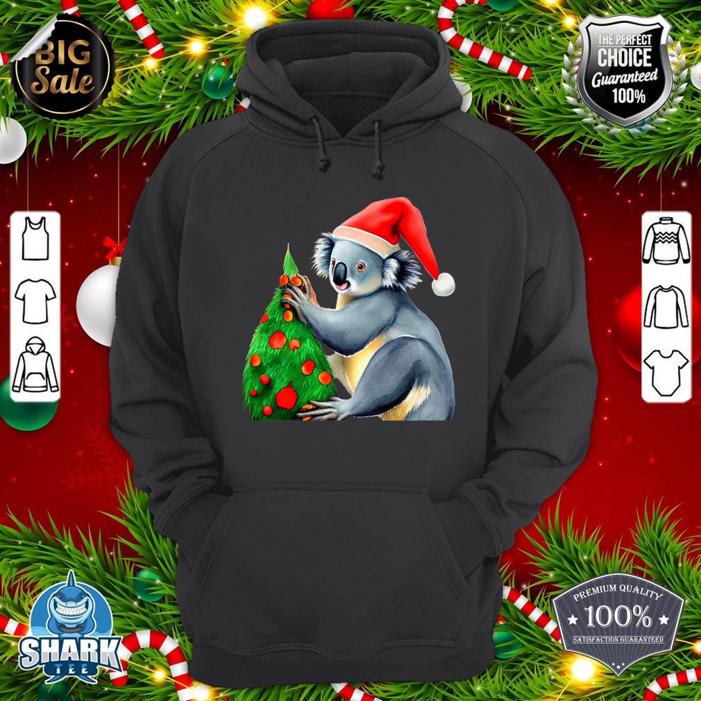 Koala with Santa Hat in Christmas Tree Cute Holiday Design Premium hoodie
