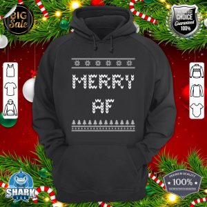 Merry AF Christmas Pun Xmas Joke Funny Sarcastic Premium hoodie