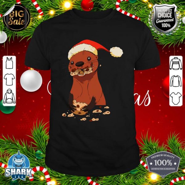 Funny Christmas Otter Eating Cookies shirt