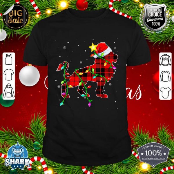 Lion Lover Christmas Funny Santa Hat Xmas Lights Holidays shirt