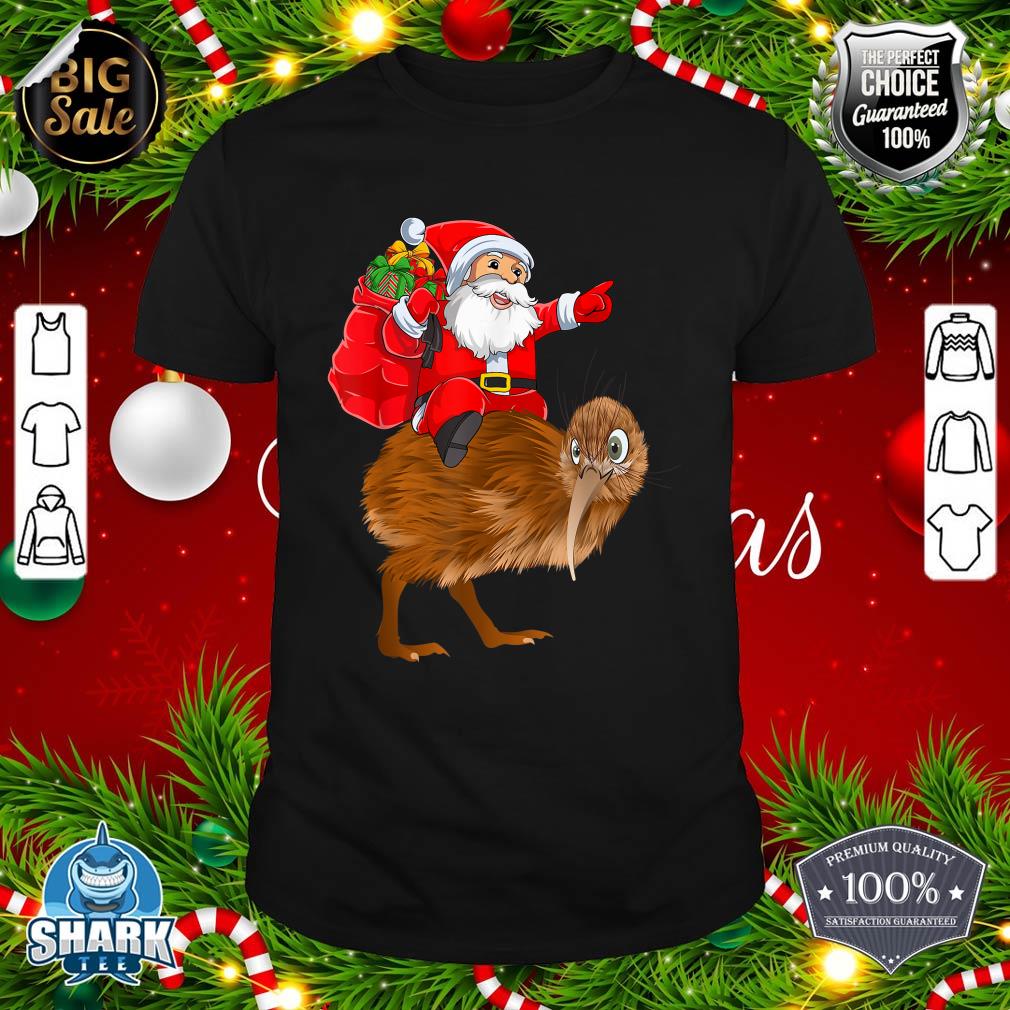 Matching Family Funny Santa Riding Kiwi Bird Christmas shirt