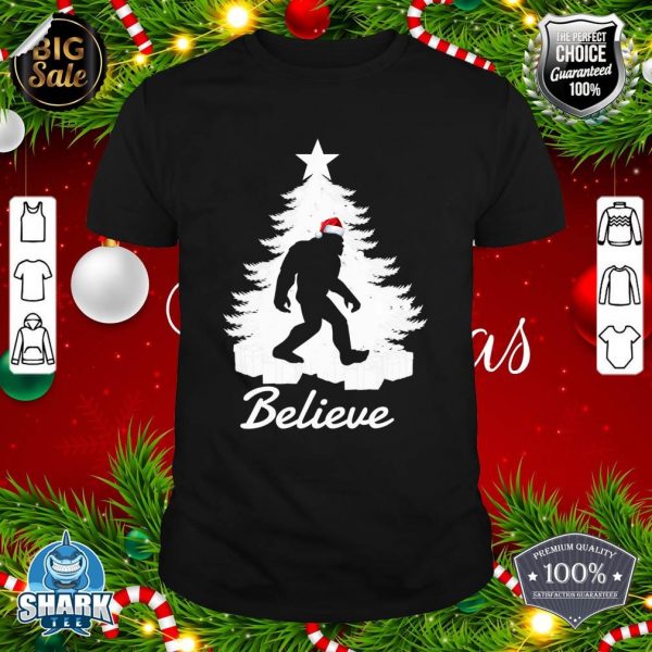 Believe In Bigfoot Christmas Sasquatch Bigfoot Santa Hat shirt