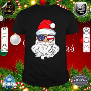 Santa Claus Patriotic USA Sunglasses Christmas in July Santa shirt