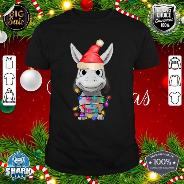 Donkey Christmas Tree Light Tangled Pajama Xmas Graphic shirt