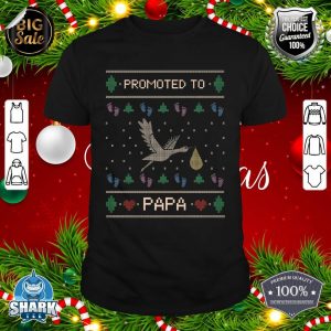 Mens Cute Promoted To Papa Daddy Stork Merry Xmas Ugly Christmas Premium shirt