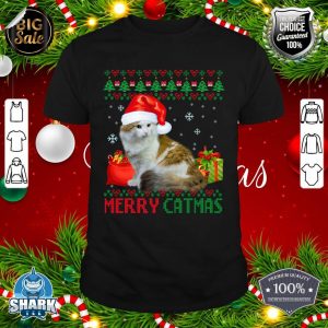 Merry Catmas Cat Ugly Christmas Ragamuffin cat Mom Dad shirt
