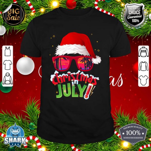 Funny Christmas in July Summer Santa Sunglasses Xmas shirt