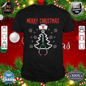 Merry Christmas Xmas Stethoscope Nurse Christmas Scrub Women shirt