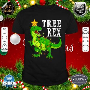 Tree Rex Christmas Light Funny Dinosaur shirt