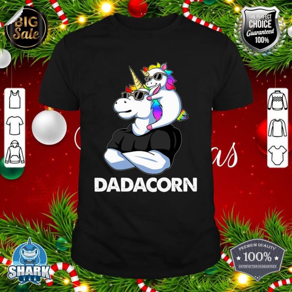 Dadacorn Unicorn Dad and Baby Christmas Papa Father's Day shirt