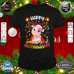 Happy Hallothanksmas Strawberry Cow Thanksgiving Christmas shirt