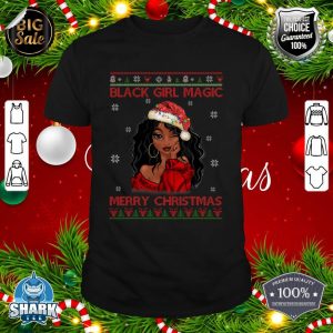 Black Girl Magic Merry Christmas African American Woman Xmas shirt