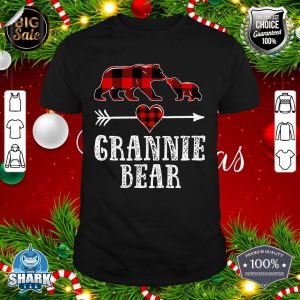 Grannie Bear Shirt, Christmas Grandma Bear Plaid Pajama shirt
