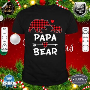 Red Plaid Papa Bear Xmas Funny Family Christmas Pajama Xmas shirt