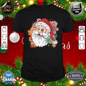 Retro Groovy Peace Love Christmas Hippie Santa Xmas Holiday shirt