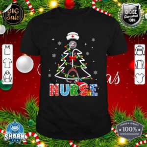 Nurse Christmas Tree Stethoscope RN LPN Scrub Nursing X Mas shirt