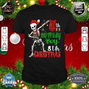 8th Birthday Boy Christmas Dabbing Skeleton Light Boys Men Premium shirt