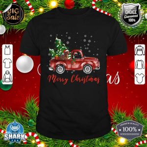 Dachshund Dog Riding Red Truck Christmas shirt
