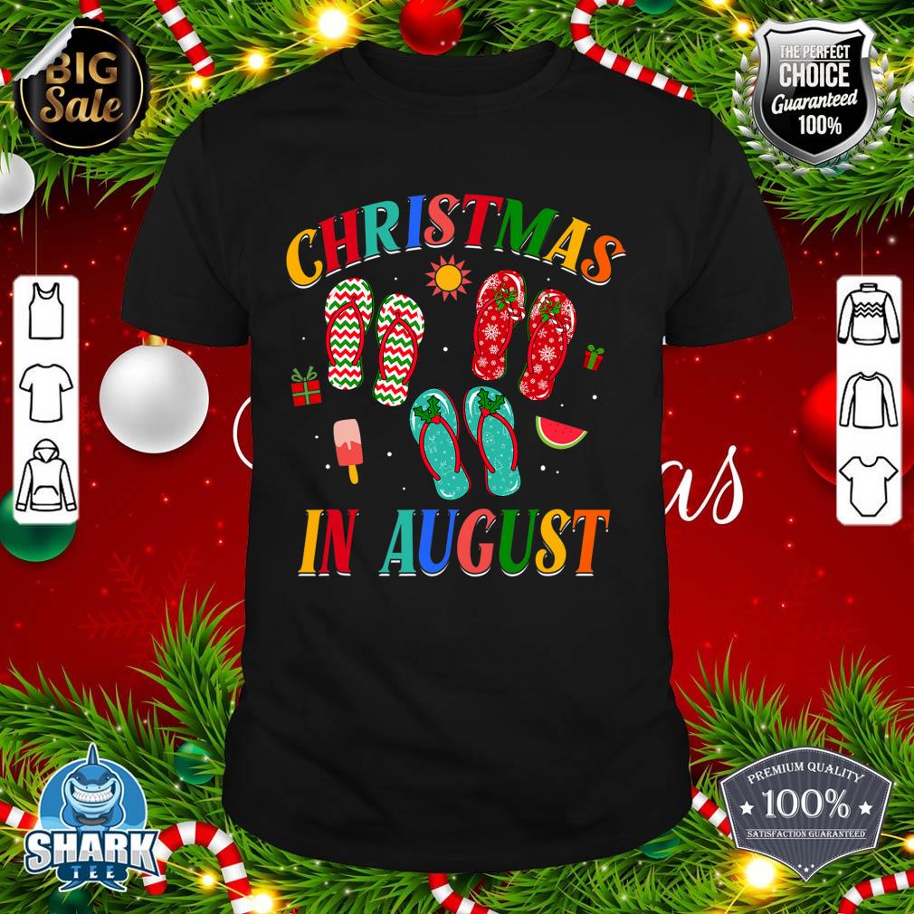 Christmas In August Flip Flops Family Summer Vacation shirt