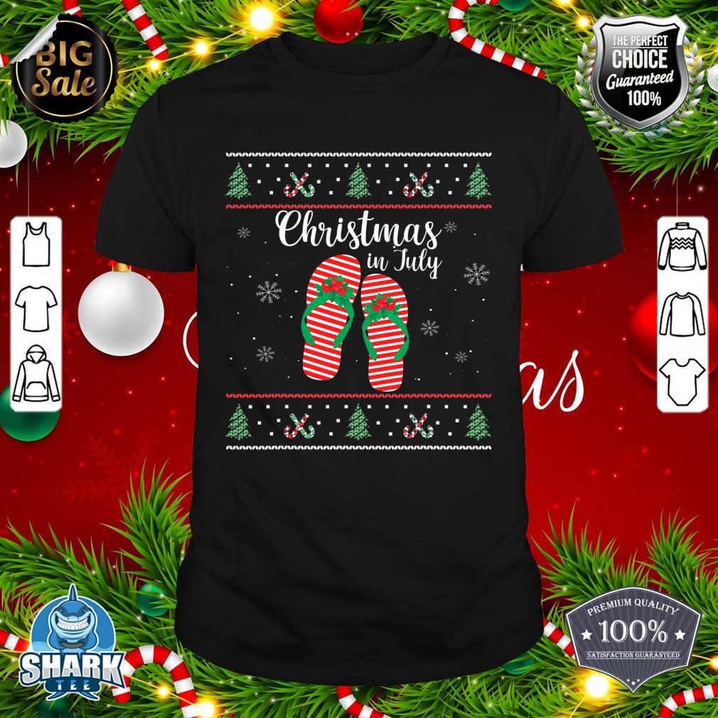 Christmas In July Ugly Christmas Summer Flip Flops shirt