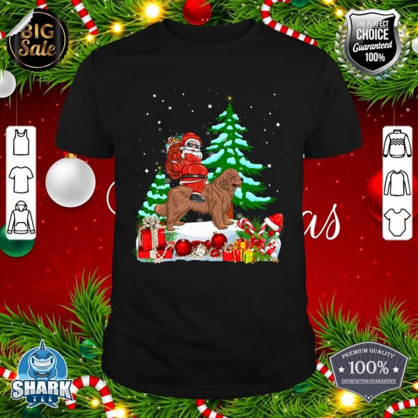 Santa Riding Newfoundland Dog Theme Christmas Newfoundland shirt
