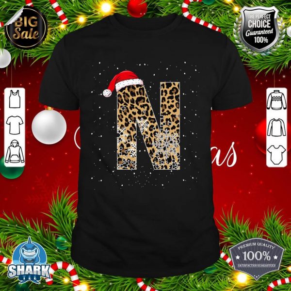 Awesome Letter N Initial Name Leopard Plaid Christmas Pajama shirt