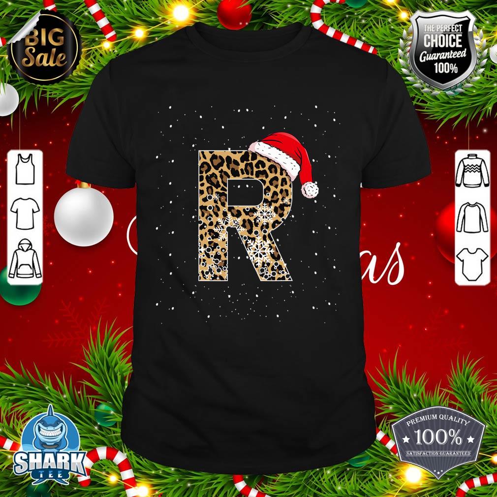 Awesome Letter R Initial Name Leopard Plaid Christmas Pajama shirt