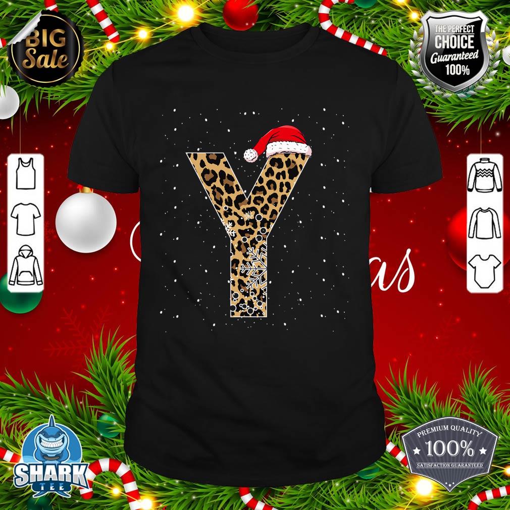 Awesome Letter Y Initial Name Leopard Plaid Christmas Pajama shirt
