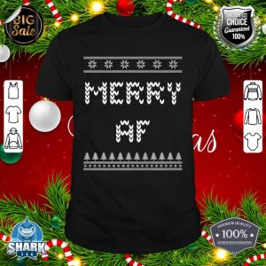 Merry AF Christmas Pun Xmas Joke Funny Sarcastic Premium shirt