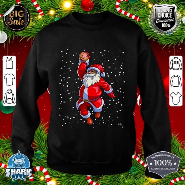 Black African American Santa Claus Basketball Afro Christmas sweatshirt