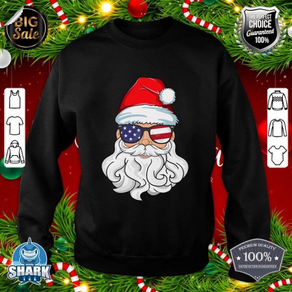 Santa Claus Patriotic USA Sunglasses Christmas in July Santa sweatshirt