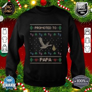 Mens Cute Promoted To Papa Daddy Stork Merry Xmas Ugly Christmas Premium sweatshirt